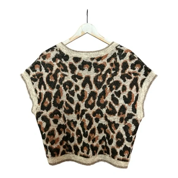 Democracy Brown Leopard V-Neck Sweater Vest XL NWT - Picture 5 of 7